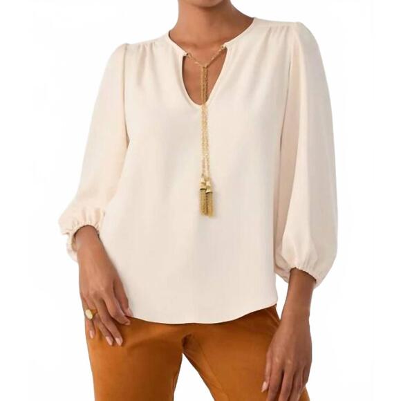 NEW TRINA TURK morabi top with chain in cream